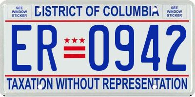 DC license plate ER0942