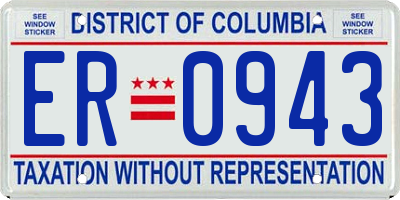 DC license plate ER0943
