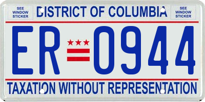 DC license plate ER0944