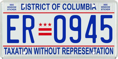DC license plate ER0945