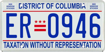DC license plate ER0946