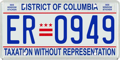 DC license plate ER0949