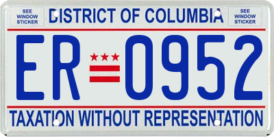 DC license plate ER0952