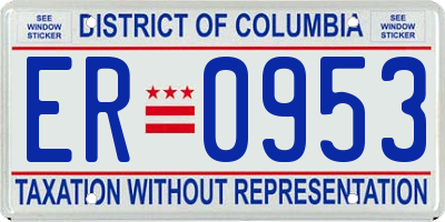 DC license plate ER0953