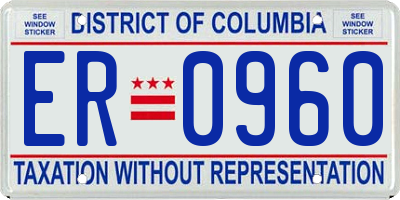 DC license plate ER0960