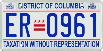 DC license plate ER0961
