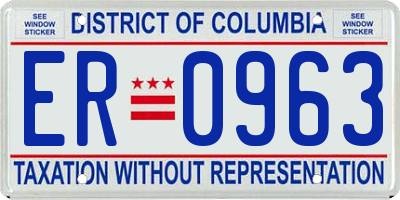 DC license plate ER0963