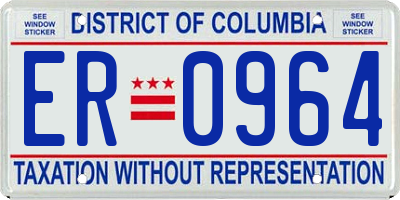 DC license plate ER0964