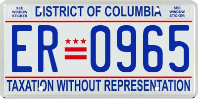 DC license plate ER0965