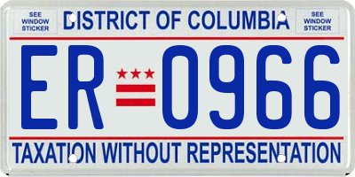 DC license plate ER0966