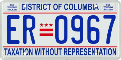 DC license plate ER0967