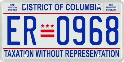 DC license plate ER0968