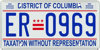 DC license plate ER0969