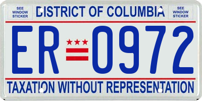 DC license plate ER0972