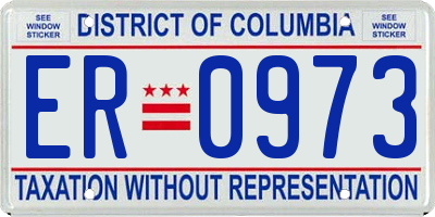 DC license plate ER0973