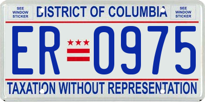 DC license plate ER0975