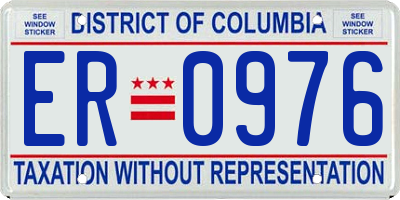 DC license plate ER0976