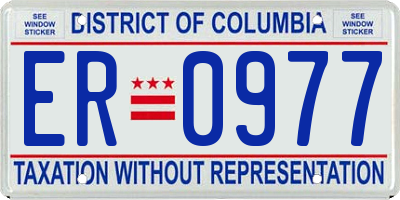 DC license plate ER0977
