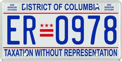 DC license plate ER0978