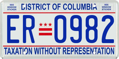 DC license plate ER0982