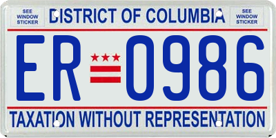 DC license plate ER0986
