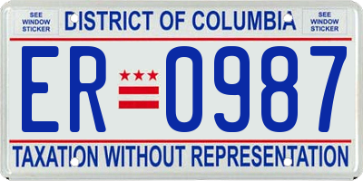 DC license plate ER0987