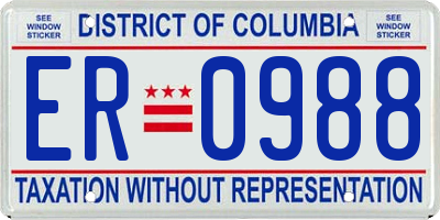 DC license plate ER0988