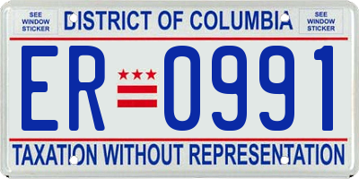 DC license plate ER0991
