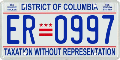 DC license plate ER0997