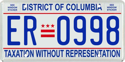 DC license plate ER0998