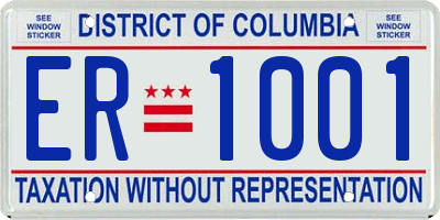 DC license plate ER1001