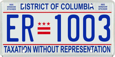 DC license plate ER1003