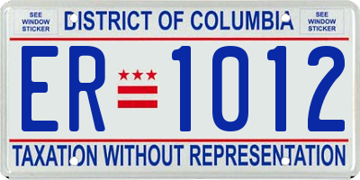 DC license plate ER1012