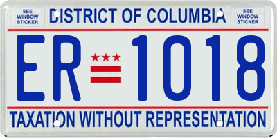 DC license plate ER1018