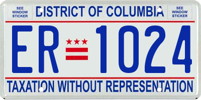 DC license plate ER1024