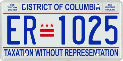 DC license plate ER1025