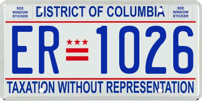 DC license plate ER1026