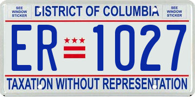 DC license plate ER1027