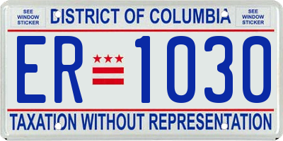 DC license plate ER1030