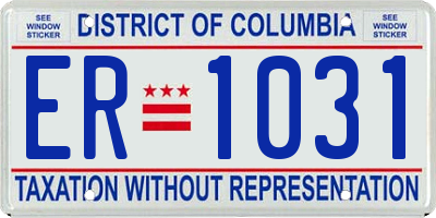 DC license plate ER1031