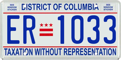 DC license plate ER1033