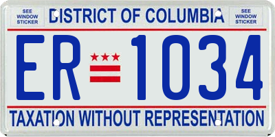DC license plate ER1034