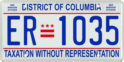 DC license plate ER1035