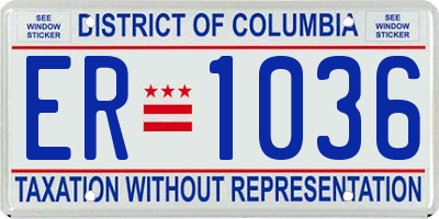 DC license plate ER1036