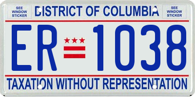 DC license plate ER1038