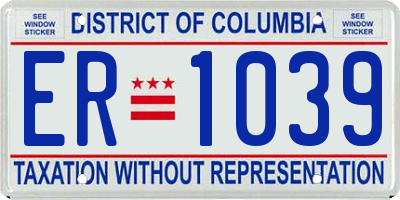 DC license plate ER1039