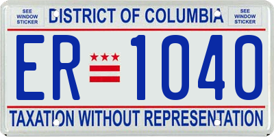 DC license plate ER1040
