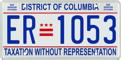DC license plate ER1053