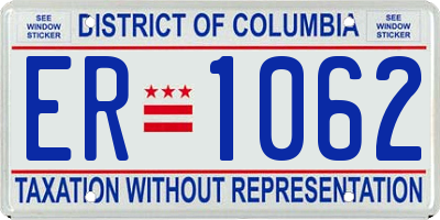 DC license plate ER1062