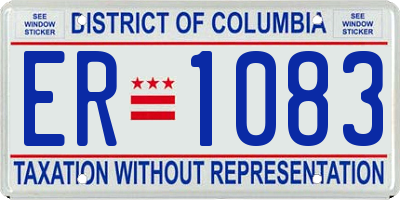 DC license plate ER1083